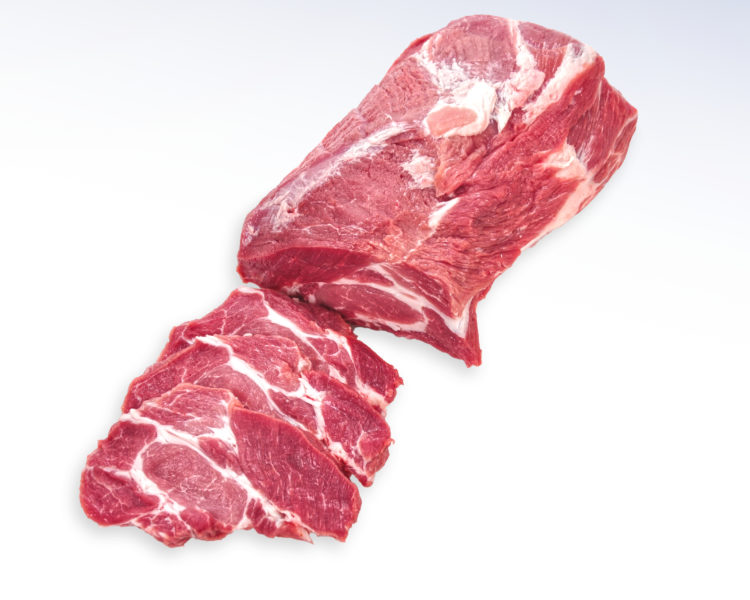 Schweinehals geschnitten